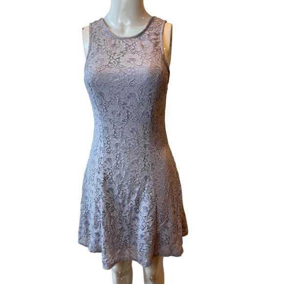 Speechless Womens Fit & Flare Dress Floral All Lace Sleeveless Light Blue Medium - Picture 2 of 9
